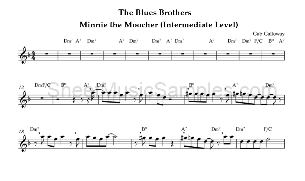 The Blues Brothers - Minnie the Moocher (Intermediate Level)