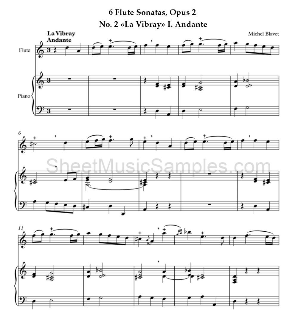 6 Flute Sonatas, Opus 2 - No. 2 «La Vibray» I. Andante