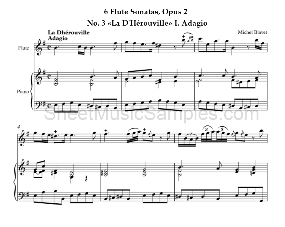 6 Flute Sonatas, Opus 2 - No. 3 «La D'Hérouville» I. Adagio