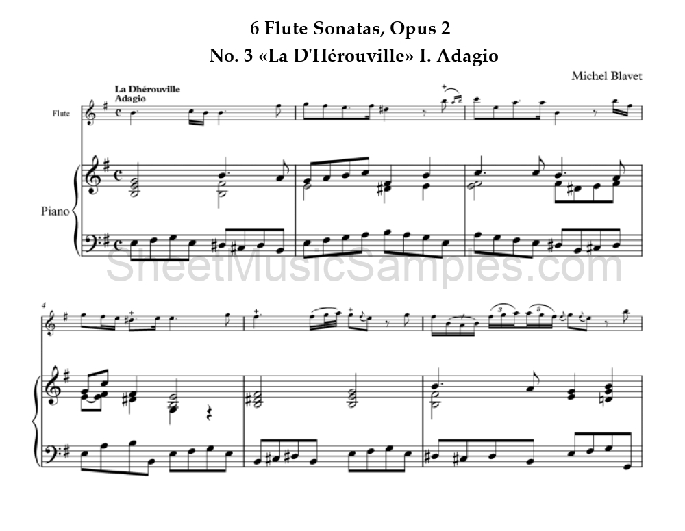 6 Flute Sonatas, Opus 2 - No. 3 «La D'Hérouville» I. Adagio