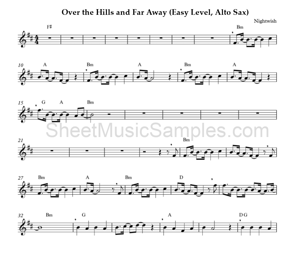 Over the Hills and Far Away (Easy Level, Alto Sax)