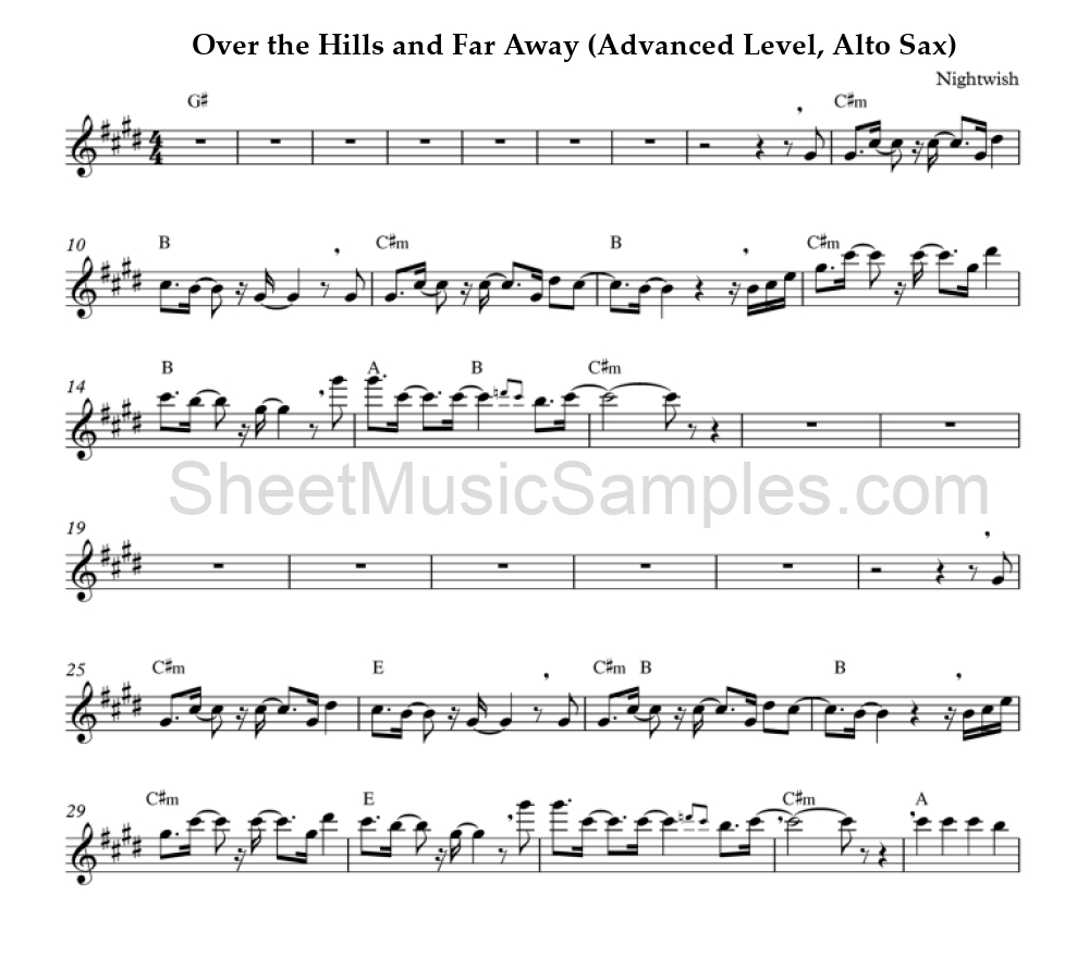 Over the Hills and Far Away (Advanced Level, Alto Sax)