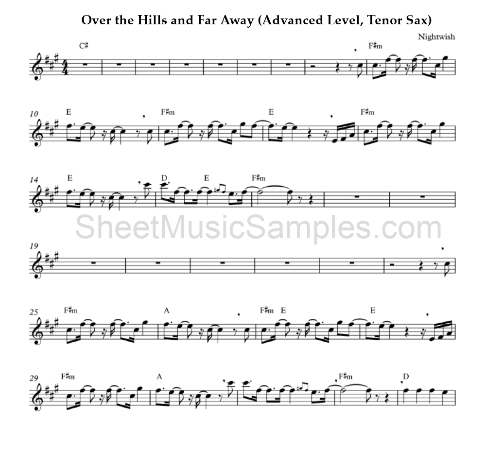 Over the Hills and Far Away (Advanced Level, Tenor Sax)