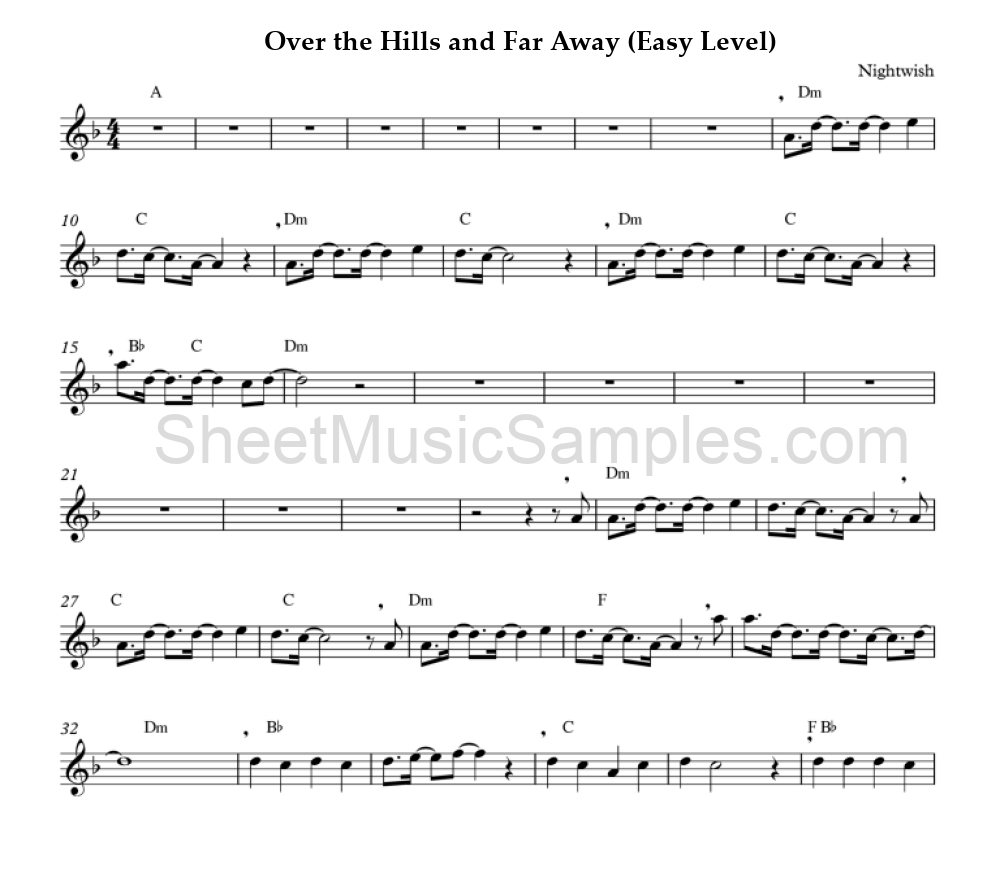 Over the Hills and Far Away (Easy Level)