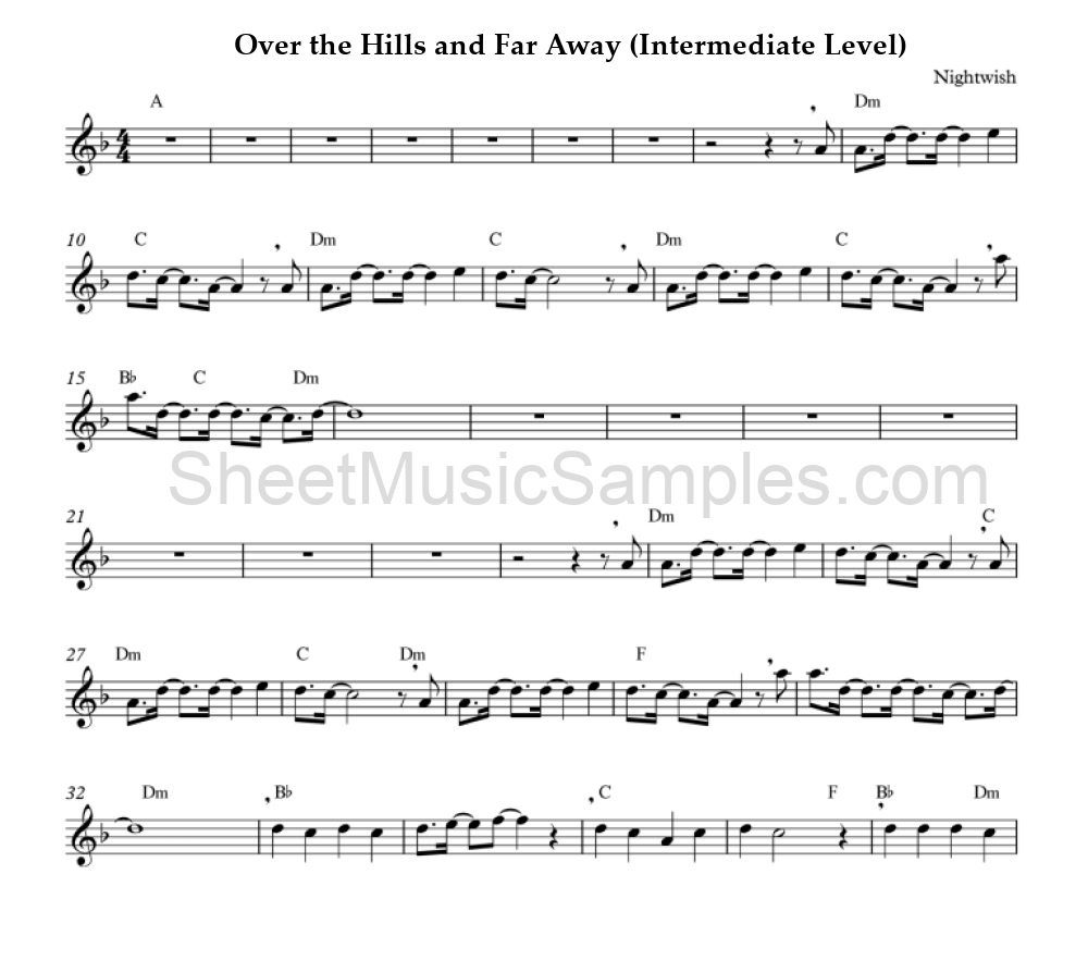 Over the Hills and Far Away (Intermediate Level)