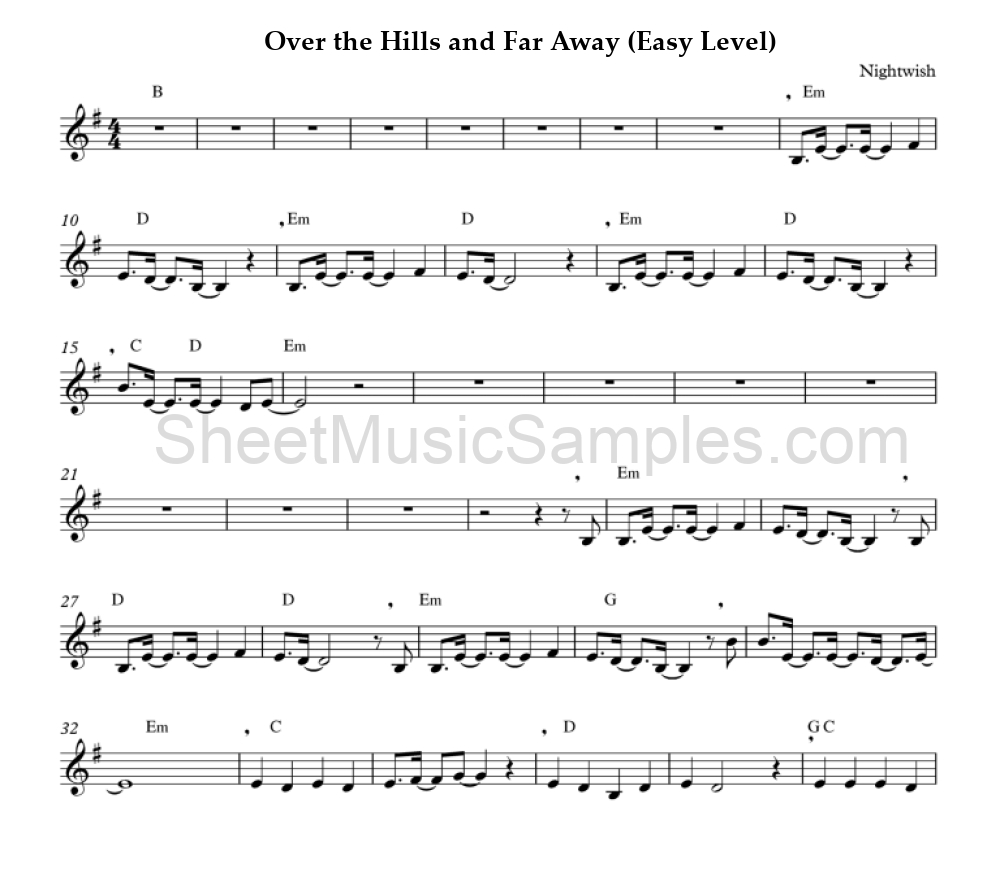 Over the Hills and Far Away (Easy Level)