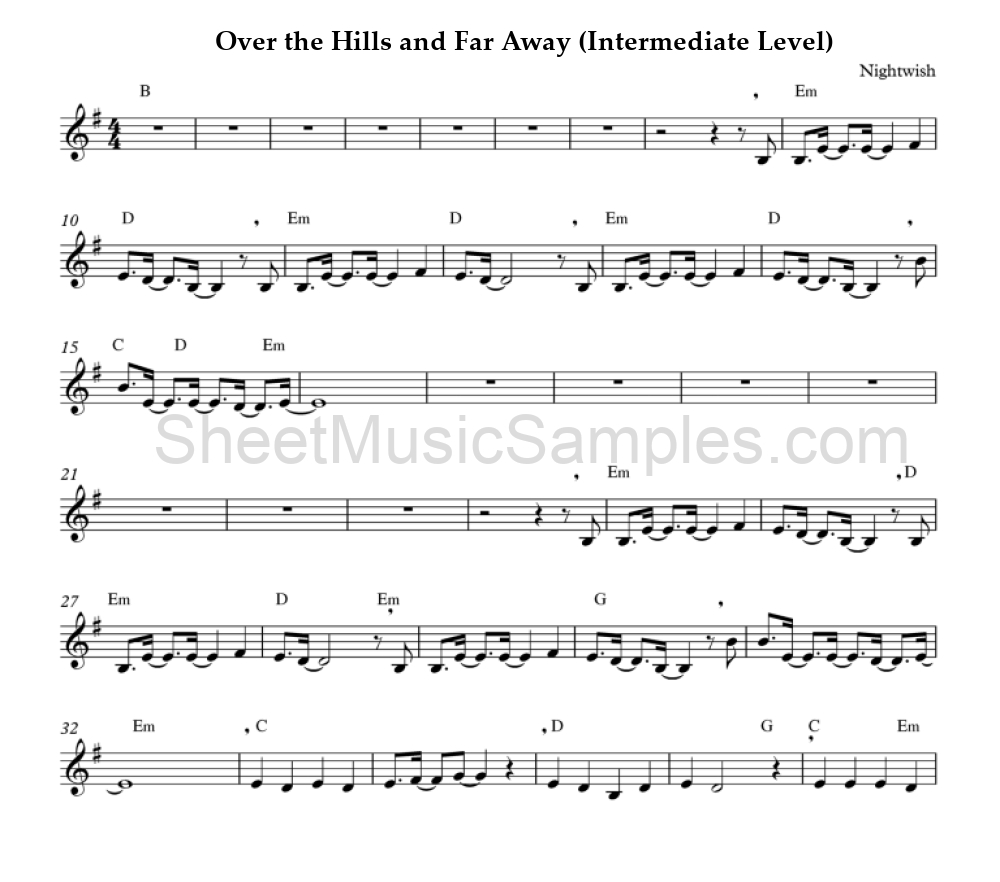 Over the Hills and Far Away (Intermediate Level)