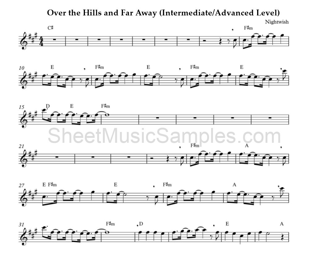 Over the Hills and Far Away (Intermediate/Advanced Level)