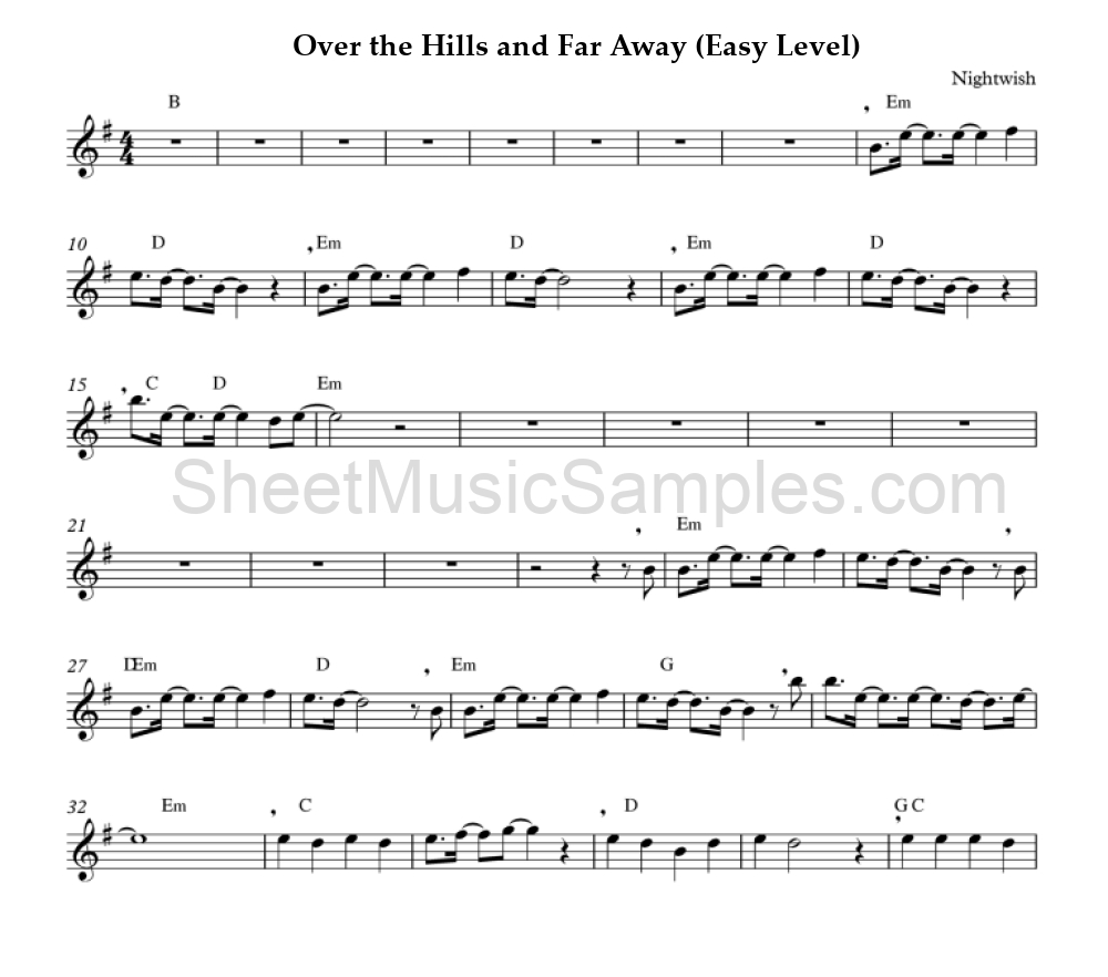 Over the Hills and Far Away (Easy Level)