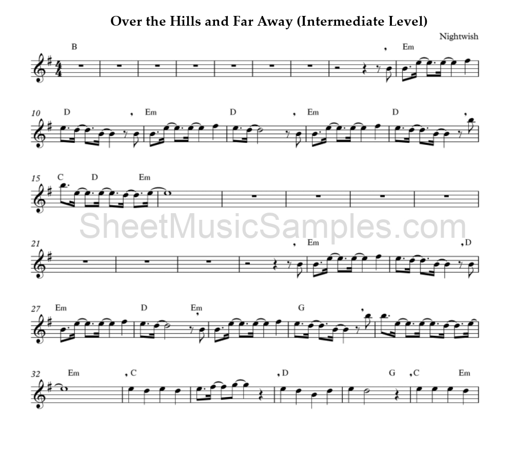 Over the Hills and Far Away (Intermediate Level)