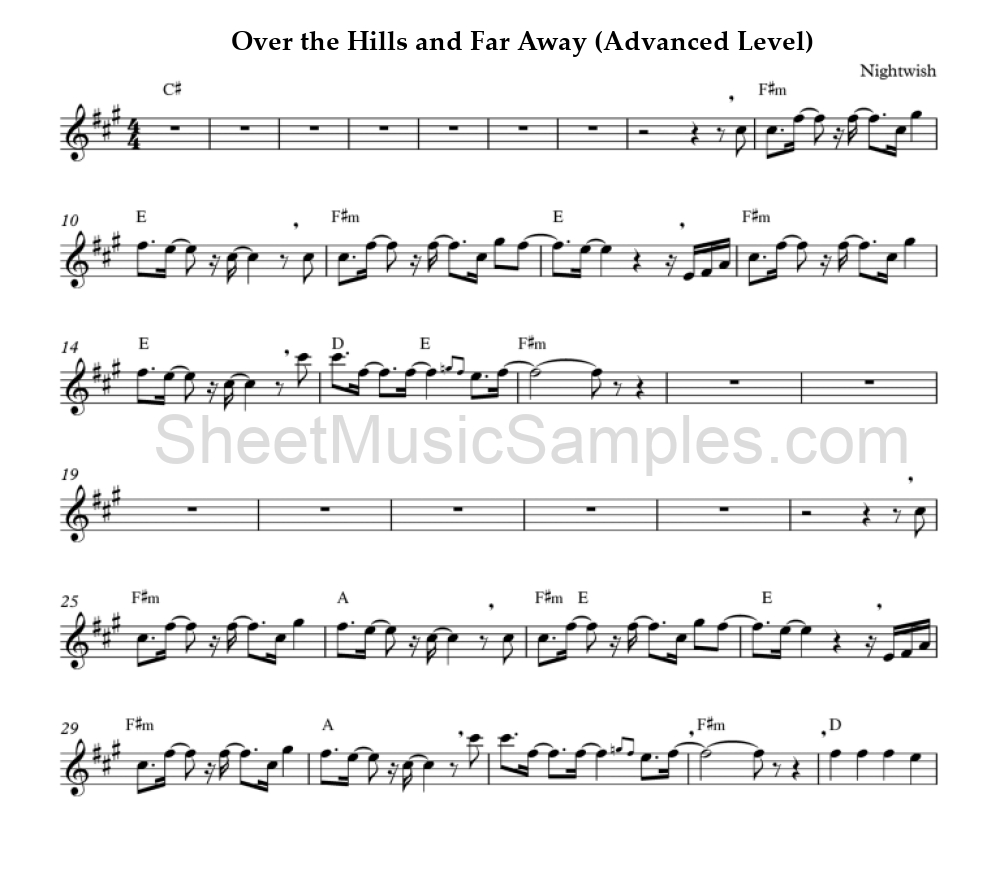 Over the Hills and Far Away (Advanced Level)