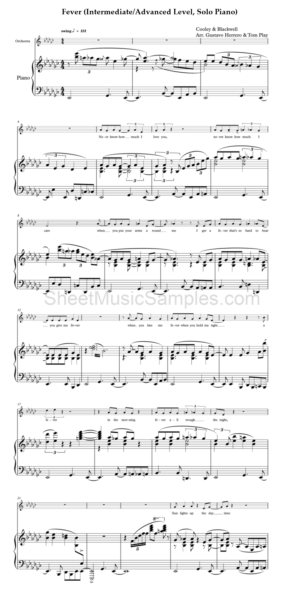 Fever (Intermediate/Advanced Level, Solo Piano)