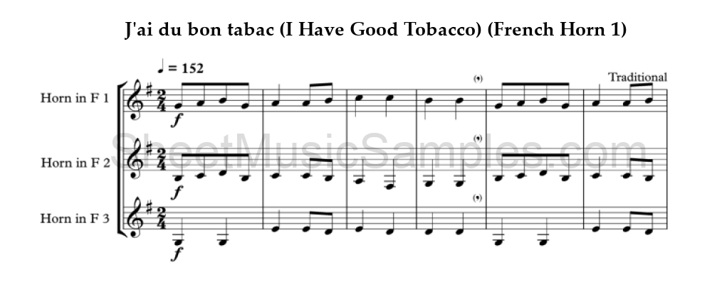 J'ai du bon tabac (I Have Good Tobacco) (French Horn 1)