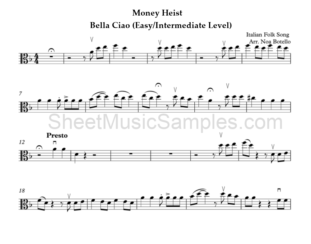 Money Heist - Bella Ciao (Easy/Intermediate Level)