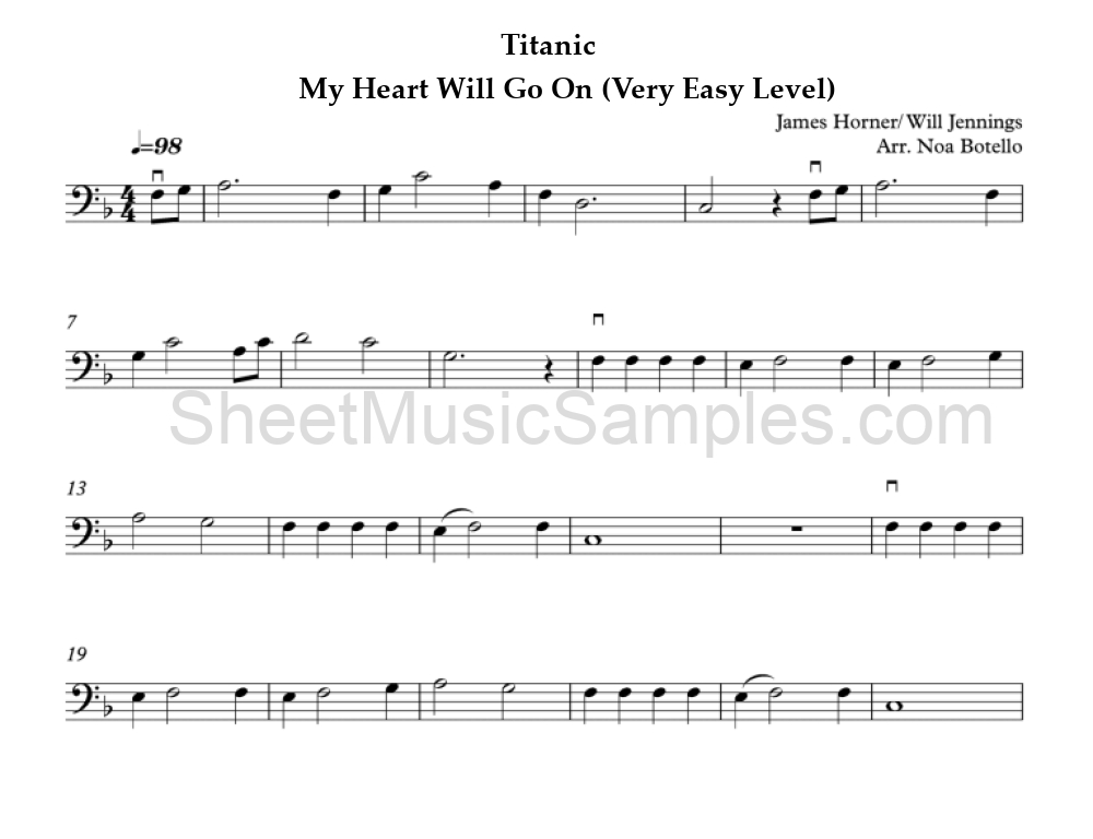 Titanic - My Heart Will Go On (Very Easy Level)