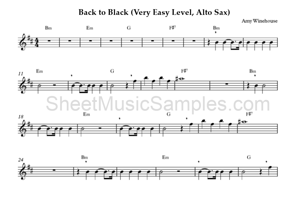 Back to Black (Very Easy Level, Alto Sax)