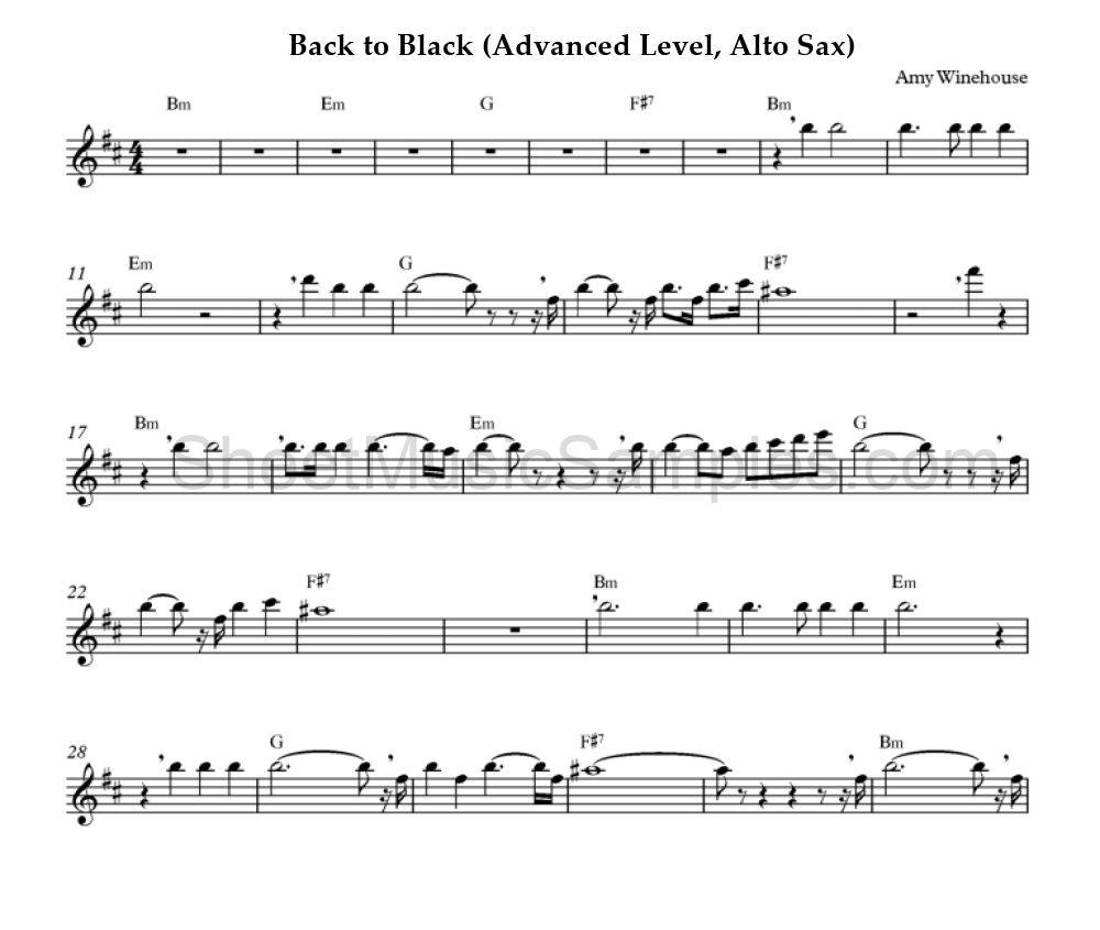 Back to Black (Advanced Level, Alto Sax)