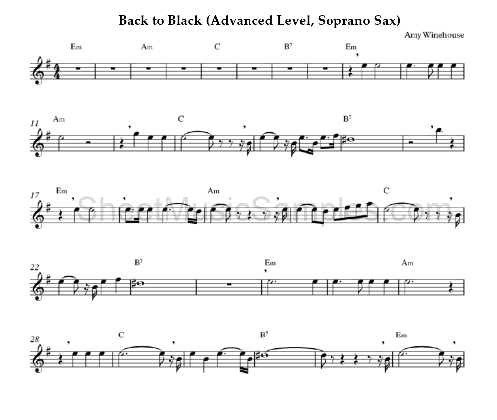 Back to Black (Advanced Level, Soprano Sax)