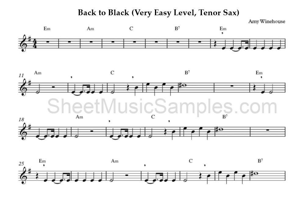 Back to Black (Very Easy Level, Tenor Sax)