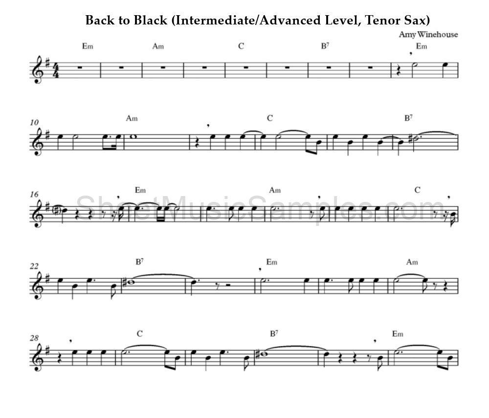 Back to Black (Intermediate/Advanced Level, Tenor Sax)