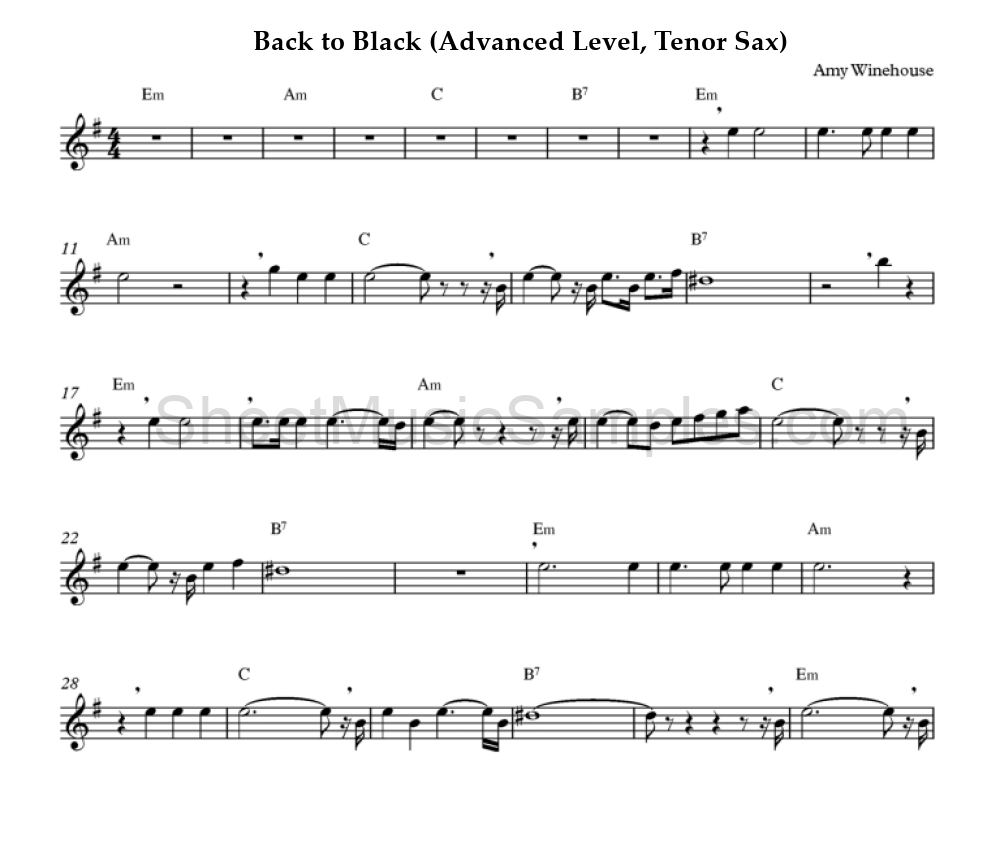 Back to Black (Advanced Level, Tenor Sax)