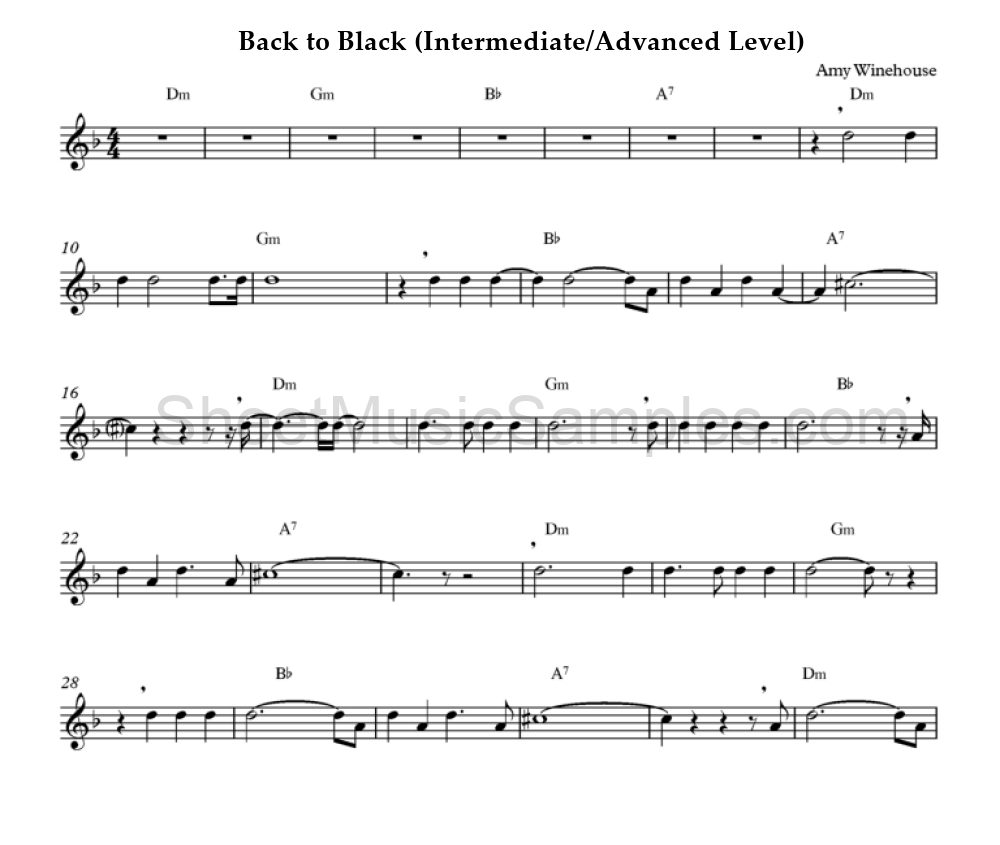 Back to Black (Intermediate/Advanced Level)