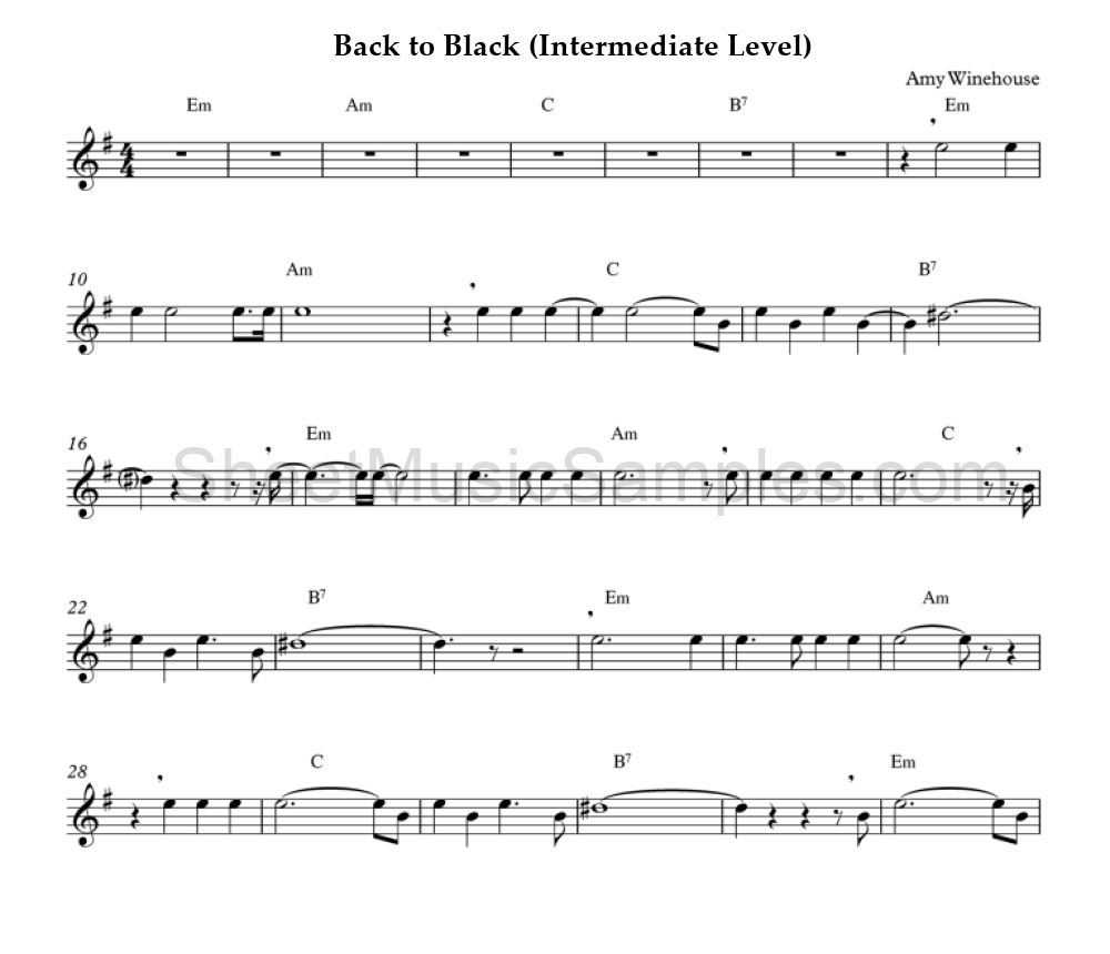 Back to Black (Intermediate Level)