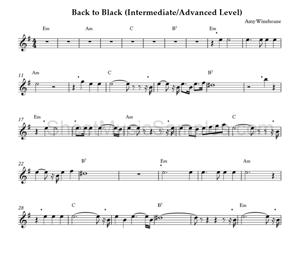 Back to Black (Intermediate/Advanced Level)