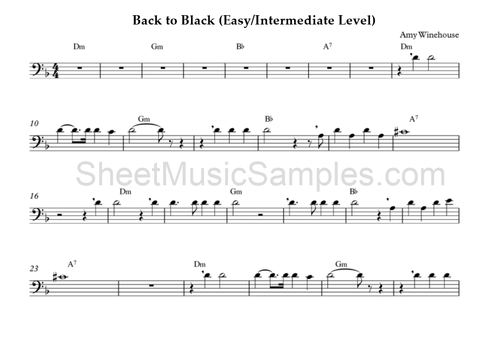 Back to Black (Easy/Intermediate Level)