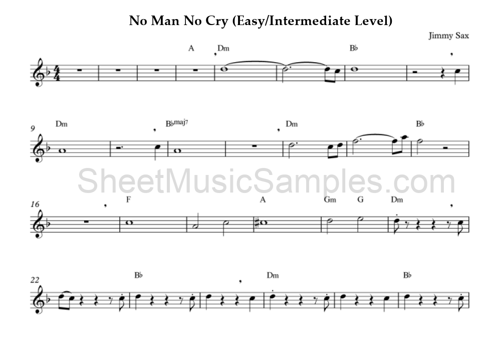 No Man No Cry (Easy/Intermediate Level)