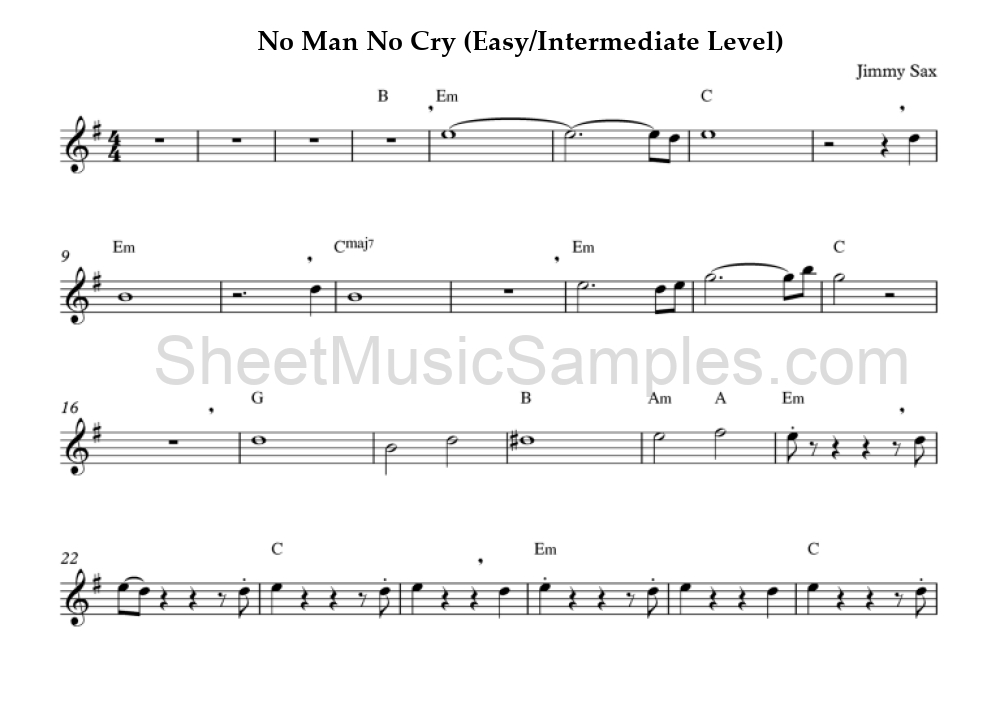 No Man No Cry (Easy/Intermediate Level)