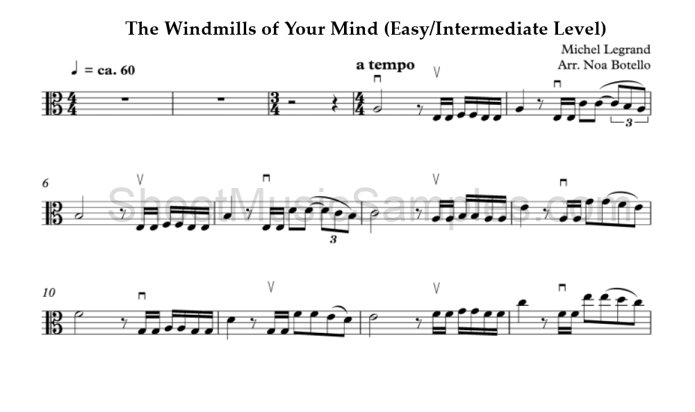 The Windmills of Your Mind (Easy/Intermediate Level)