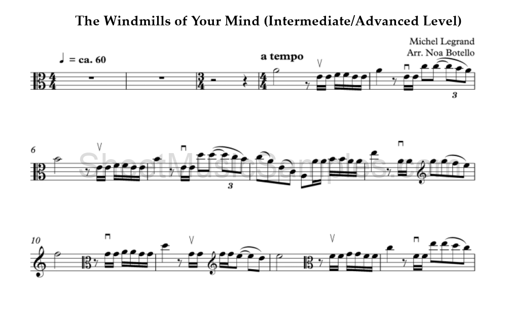 The Windmills of Your Mind (Intermediate/Advanced Level)