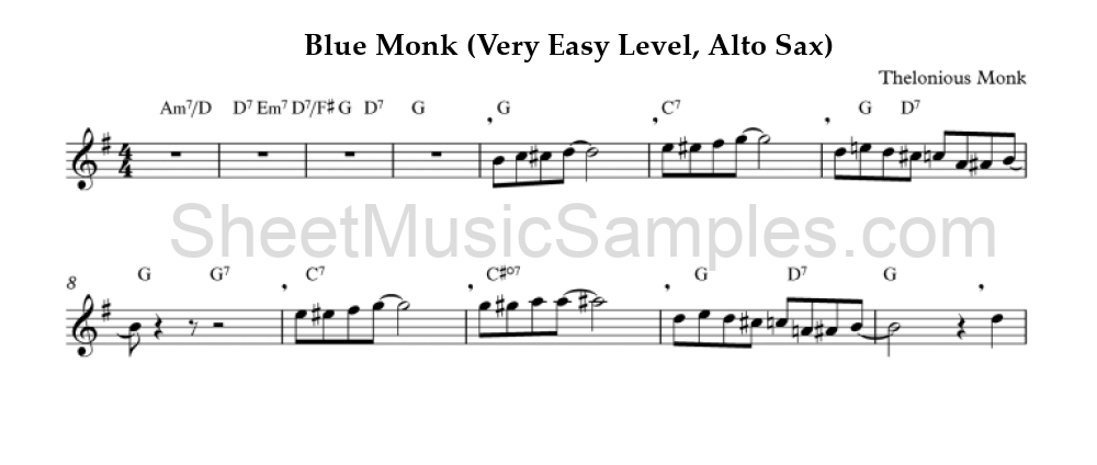 Blue Monk (Very Easy Level, Alto Sax)