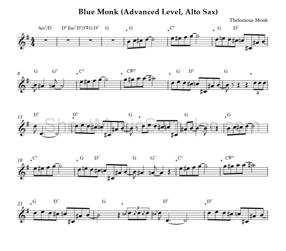 Blue Monk (Advanced Level, Alto Sax)