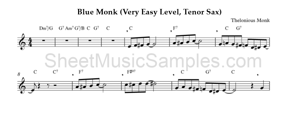 Blue Monk (Very Easy Level, Tenor Sax)