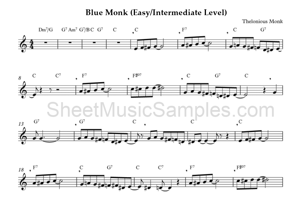 Blue Monk (Easy/Intermediate Level)