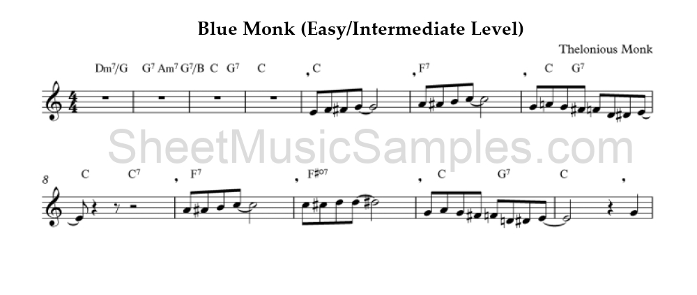 Blue Monk (Easy/Intermediate Level)