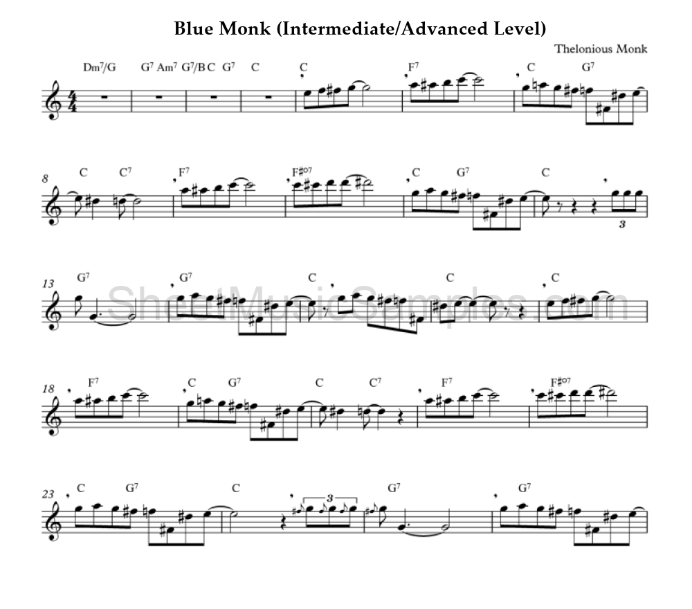 Blue Monk (Intermediate/Advanced Level)