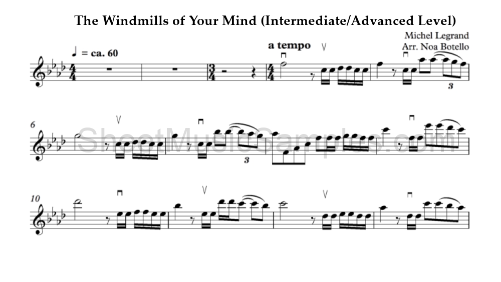 The Windmills of Your Mind (Intermediate/Advanced Level)