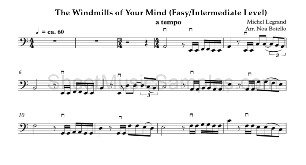 The Windmills of Your Mind (Easy/Intermediate Level)