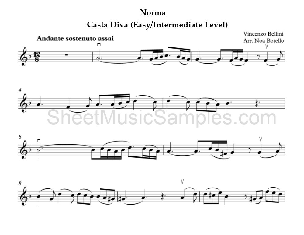 Norma - Casta Diva (Easy/Intermediate Level)