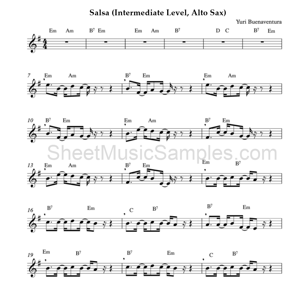 Salsa (Intermediate Level, Alto Sax)