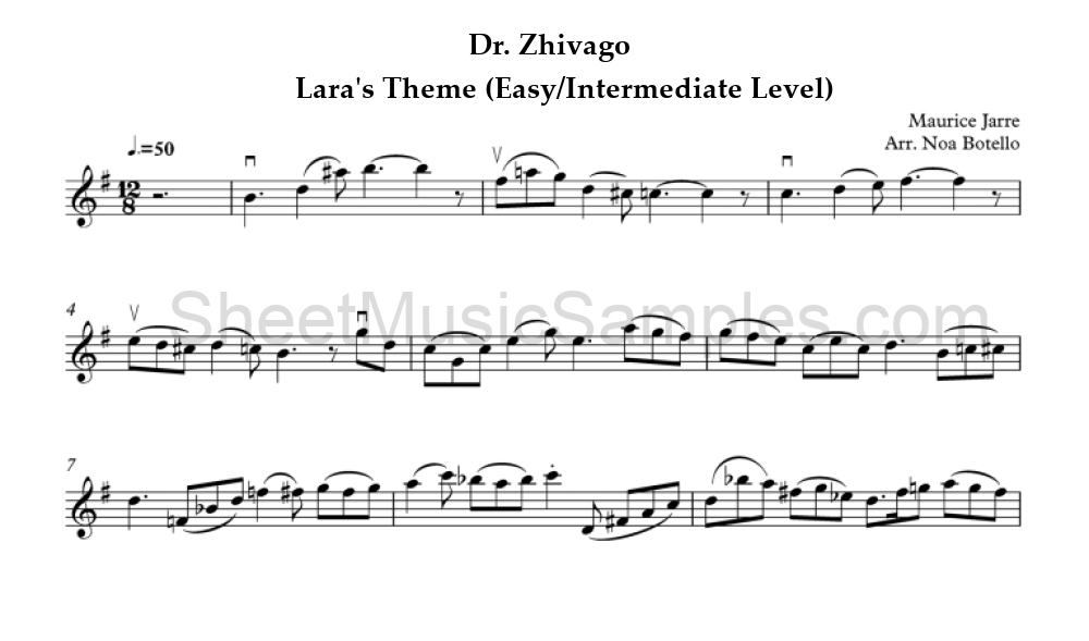 Dr. Zhivago - Lara's Theme (Easy/Intermediate Level)