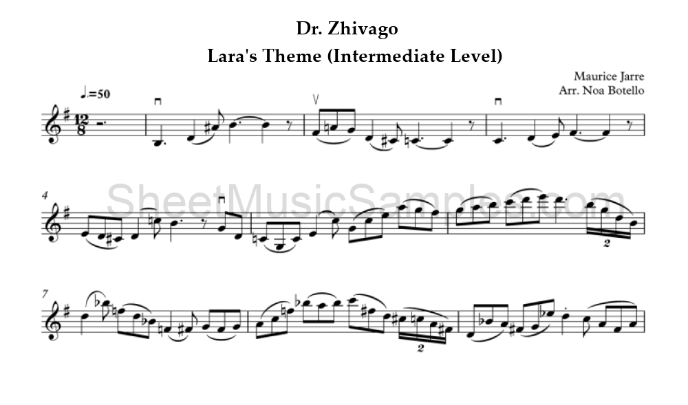 Dr. Zhivago - Lara's Theme (Intermediate Level)