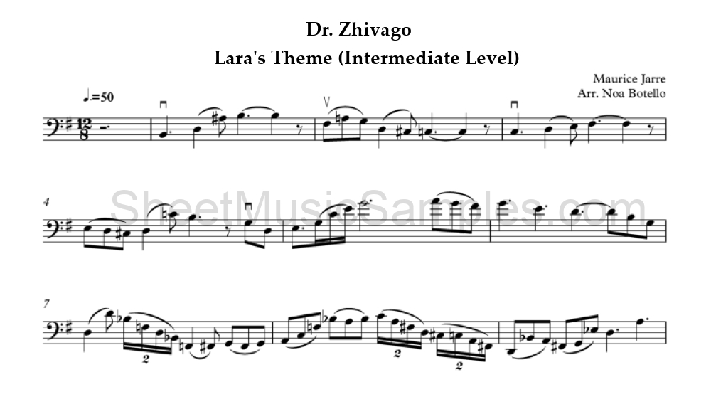 Dr. Zhivago - Lara's Theme (Intermediate Level)