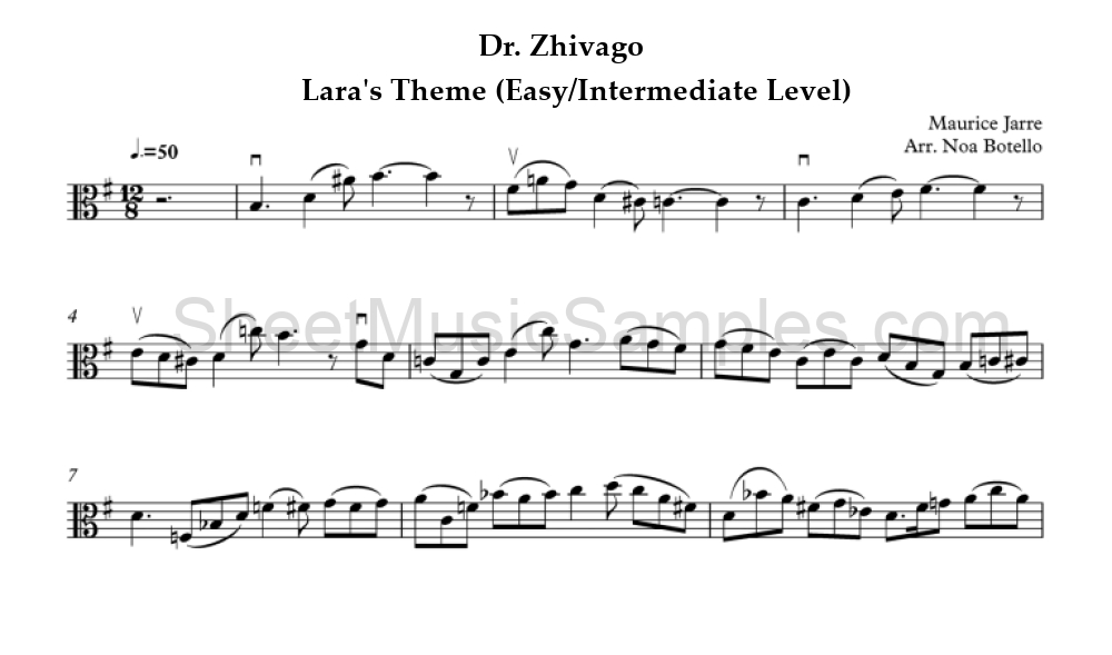 Dr. Zhivago - Lara's Theme (Easy/Intermediate Level)