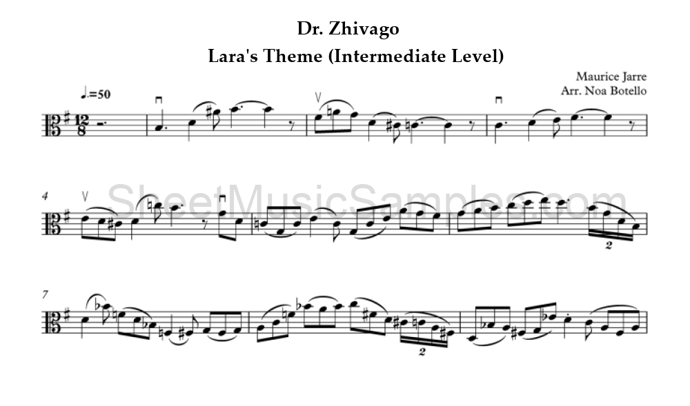 Dr. Zhivago - Lara's Theme (Intermediate Level)