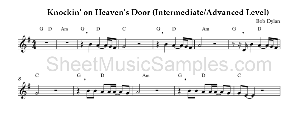 Knockin' on Heaven's Door (Intermediate/Advanced Level)