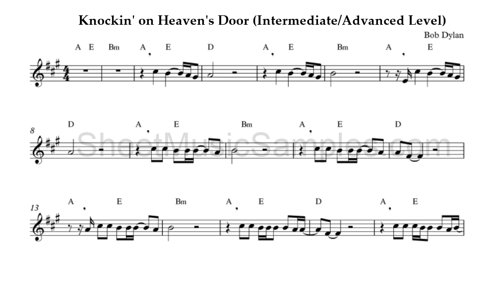 Knockin' on Heaven's Door (Intermediate/Advanced Level)